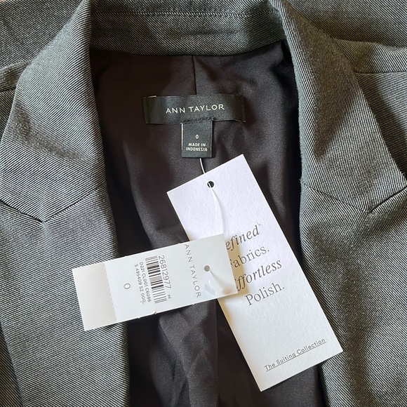 ANN TAYLOR Size 0 Cllassic Gray Stretch 1-Button Career Blazer $198 NEW - Picture 8 of 13